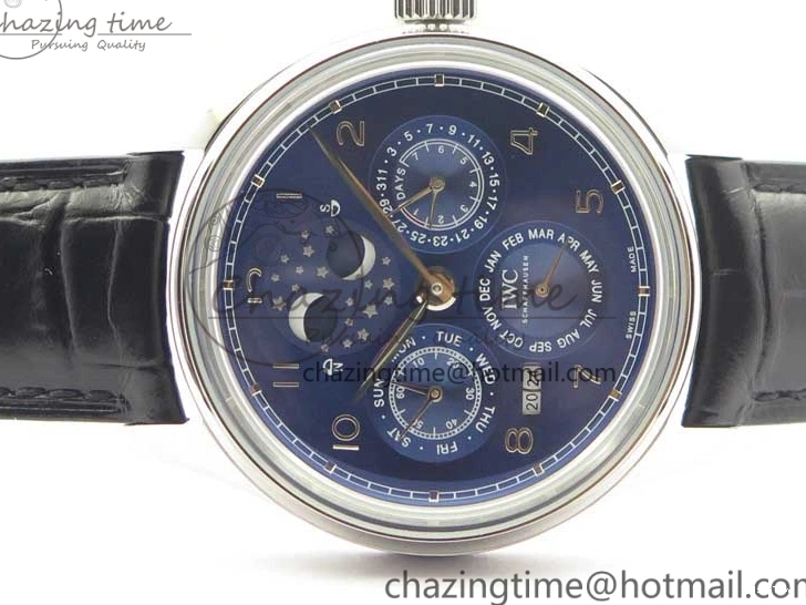 MIROTIME 0523 Portugieser Perpetual Calendar IW503401 V9F 1:1 Best Edition Blue Dial on Black Leather Strap A Contemporary 7114